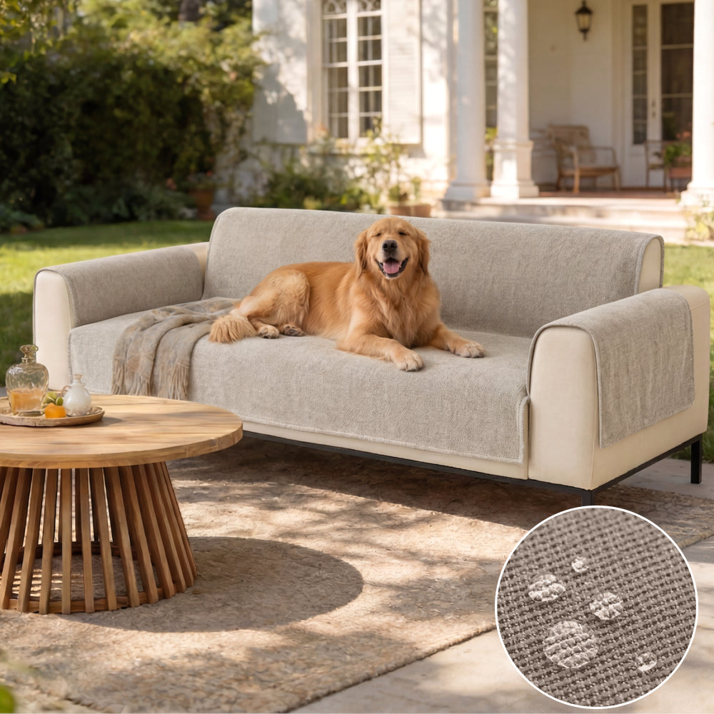 Einteiliger Chenille Kratzfester, Langlebiger, Wasserabweisender, Rutschfester Outdoor Sofaüberzug