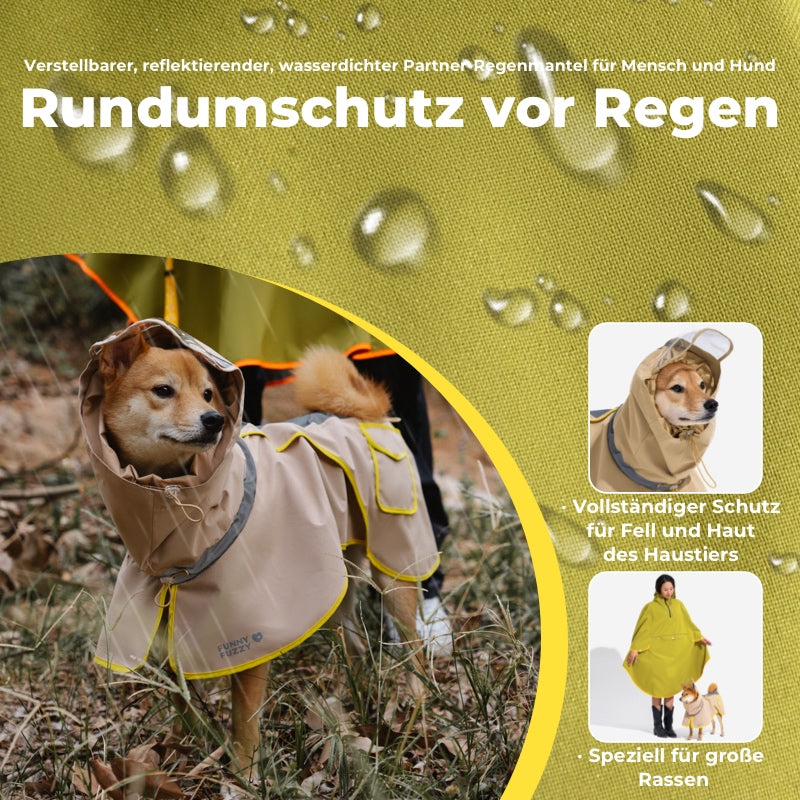 Verstellbarer Reflektierender Wasserdichter Regenmantel mit Tasche für Hunde und Menschen