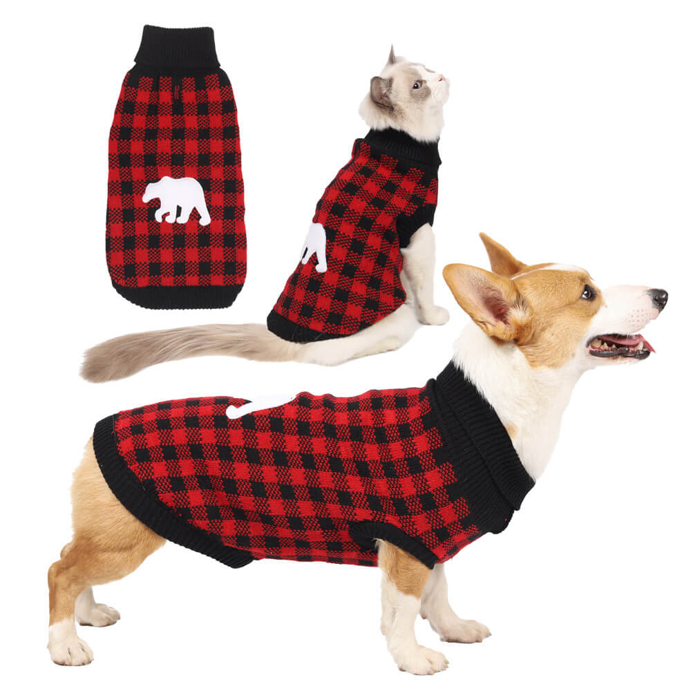 Warmer Rollkragenpullover mit Weihnachts-Rentier-Motiv für Hunde