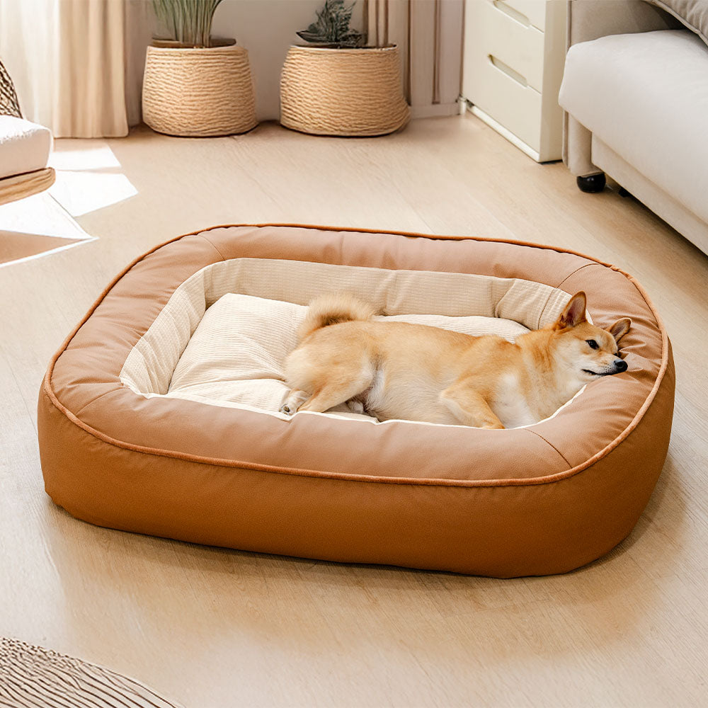 Wasserdichtes Antihaftbeschichtetes PU-Leder Kratzfestes Hundebett mit vollem Support