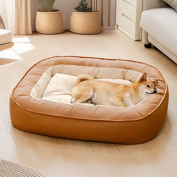 Wasserdichtes Antihaftbeschichtetes PU-Leder Kratzfestes Hundebett mit vollem Support