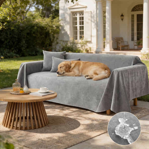 Skyour Sofabezug Für Geschwungenes Terrassen-Sofa – Wasserdicht, UV-beständig, Aus 420D Oxford-Gewebe, Mit Belüftung & Windschutz – In 3 Größen, Inkl. Aufbewahrungstasche Sofabezug Terrasse