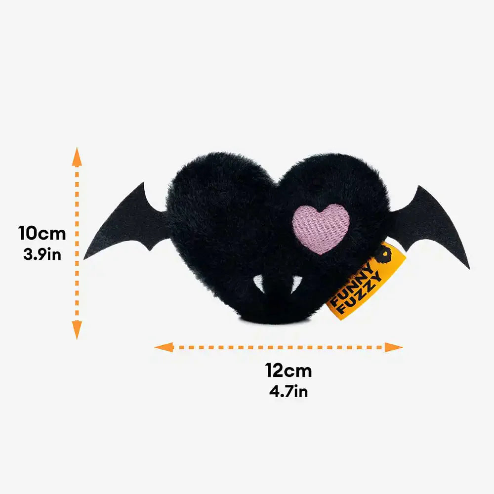 FUNNYFUZZY Halloween Plüsch Quietschespielzeug für Hunde - Fledermaus Herz