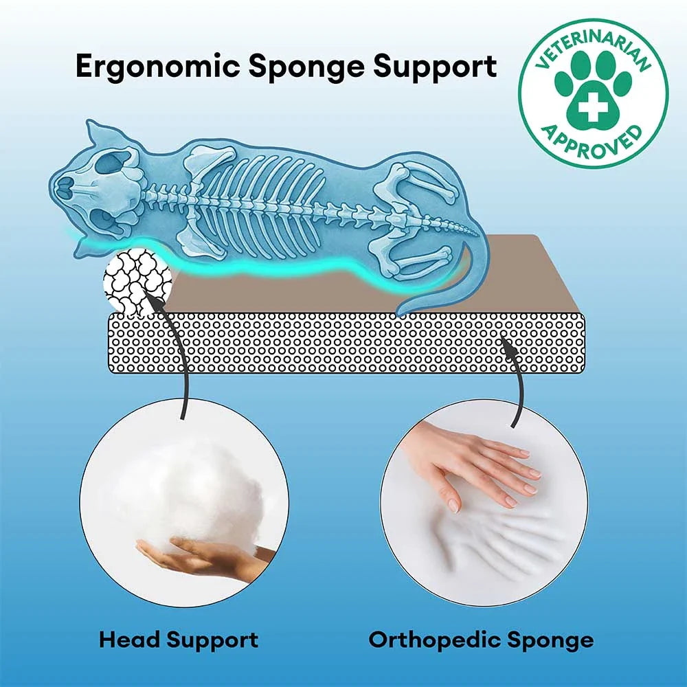 Orthopädische Hundematte, zweiseitig aus Kunstleder und Plüsch, mit herausnehmbarem Schaumstoff und Kissen