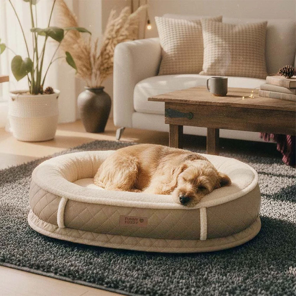 Deluxe Kunstleder & Plüsch Abnehmbares Orthopädisches Donut Hundebett - WarmNest