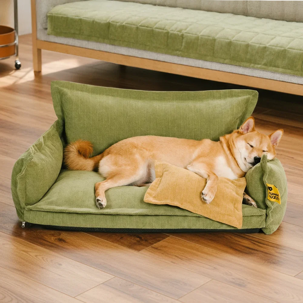 Allwetter Hundebett aus Chenille – Orthopädisch Abnehmbar & Mit Kissen
