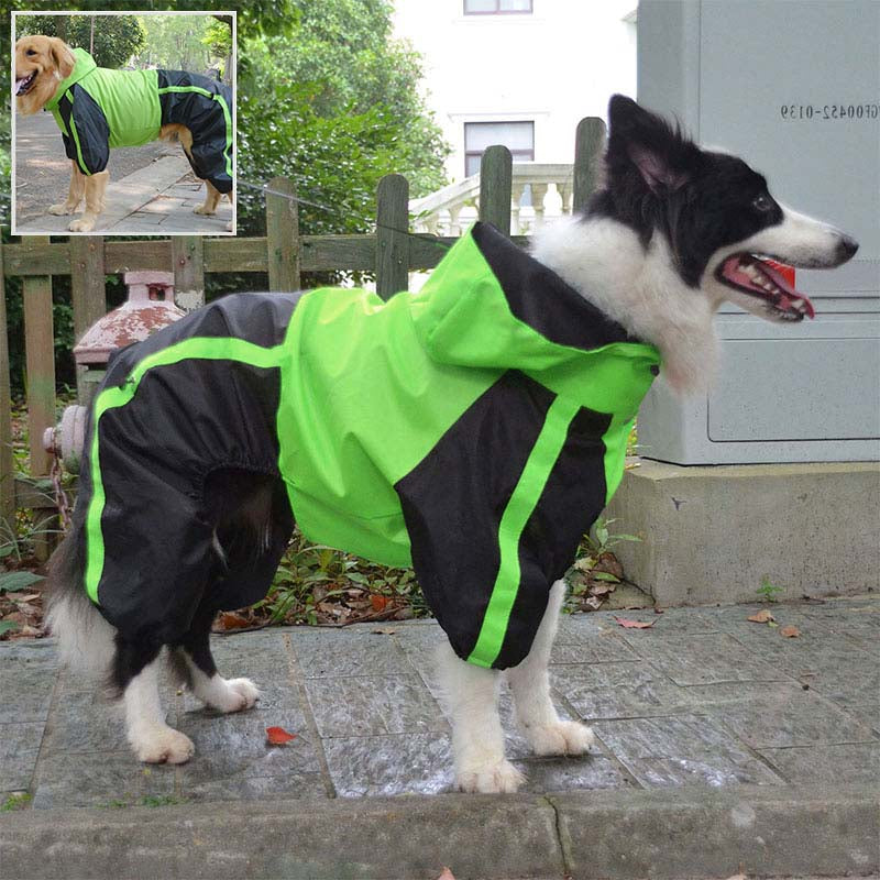 Wasserdichter Hunde-Vollregenmantel aus Oxford-Gewebe mit Beinen und Kapuze