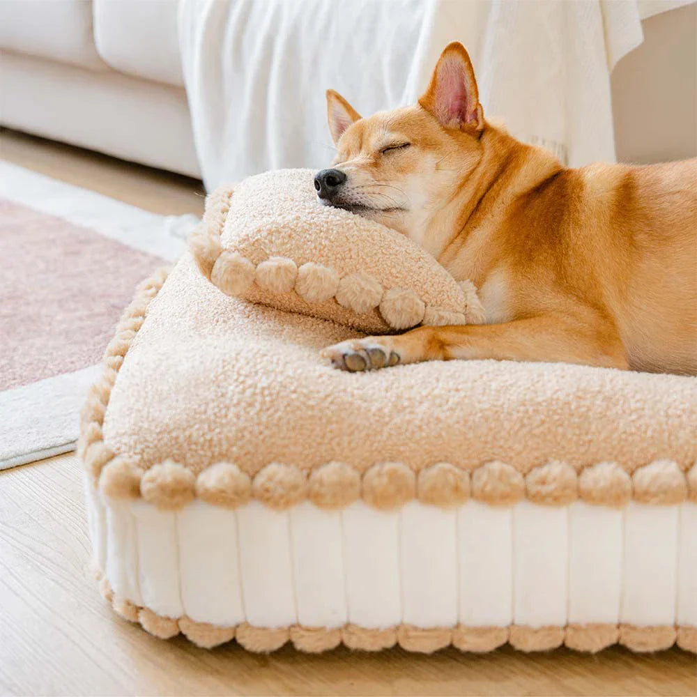Bequeme plüschige, keksartige orthopädische Hundebett mit Kissen – SweetNap