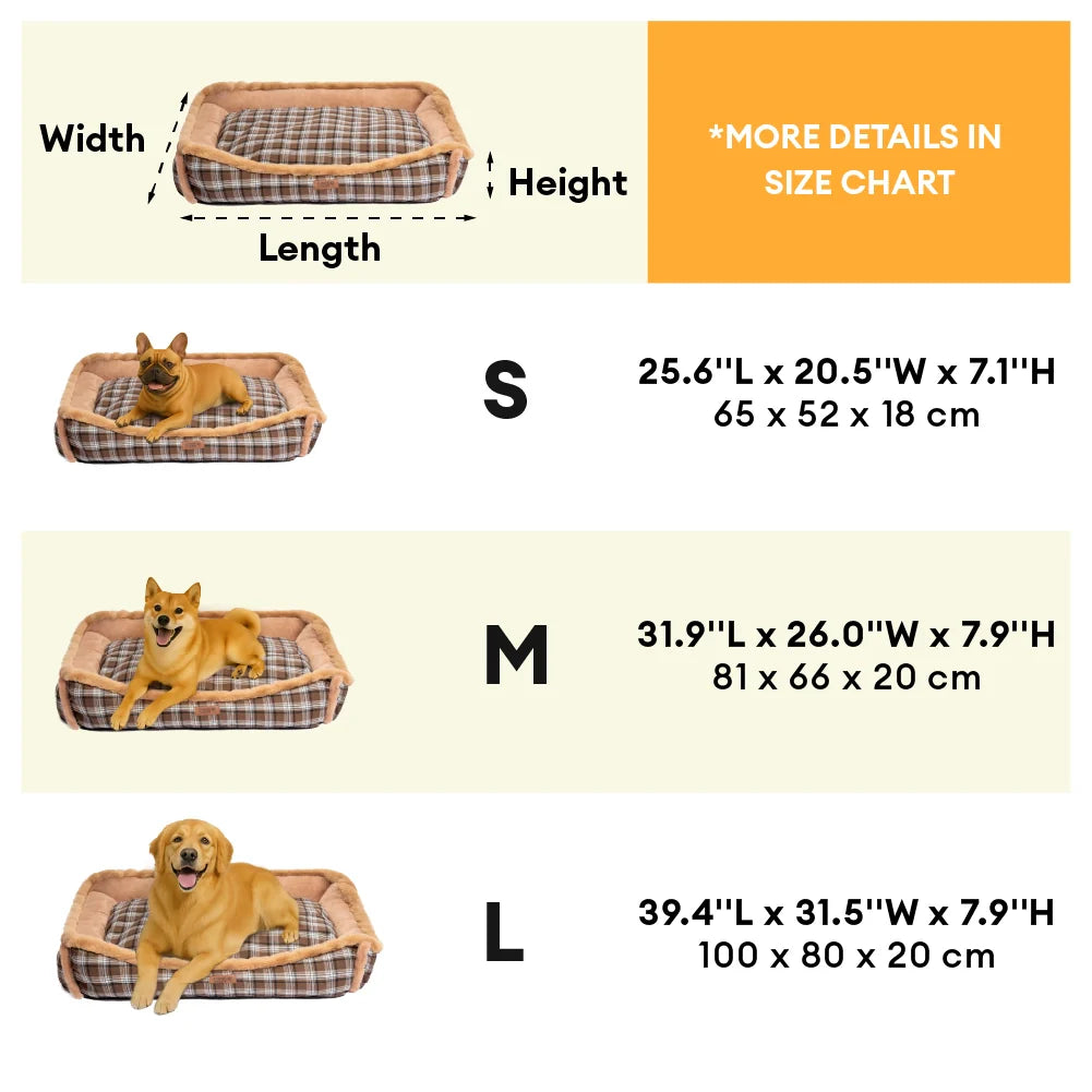 Vintage kariertes waschbares Plüsch-Hundebett – TuckNap