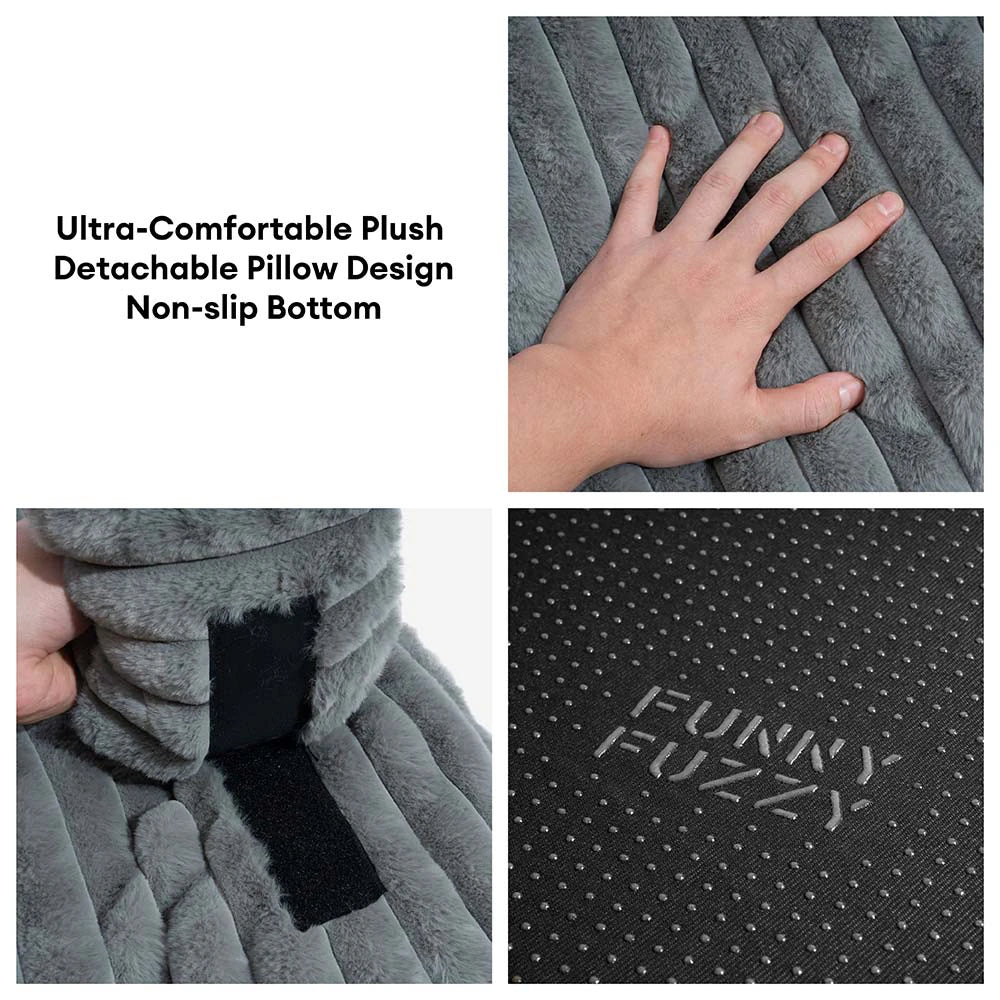 Plüschiges, flauschiges, dickes, beruhigendes Hundebett mit Kissen