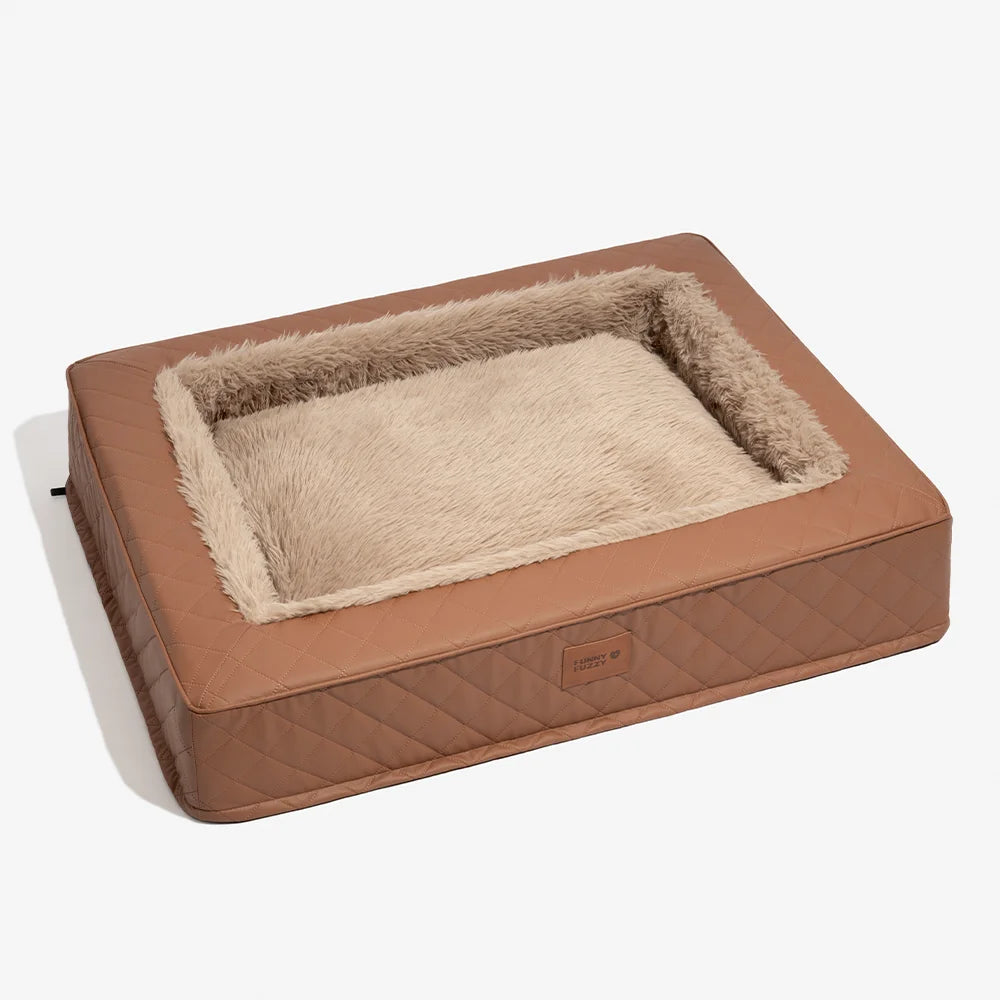 Warmes Plüsch- und Kunstleder-Wickel-Orthopädisches Hundekissen