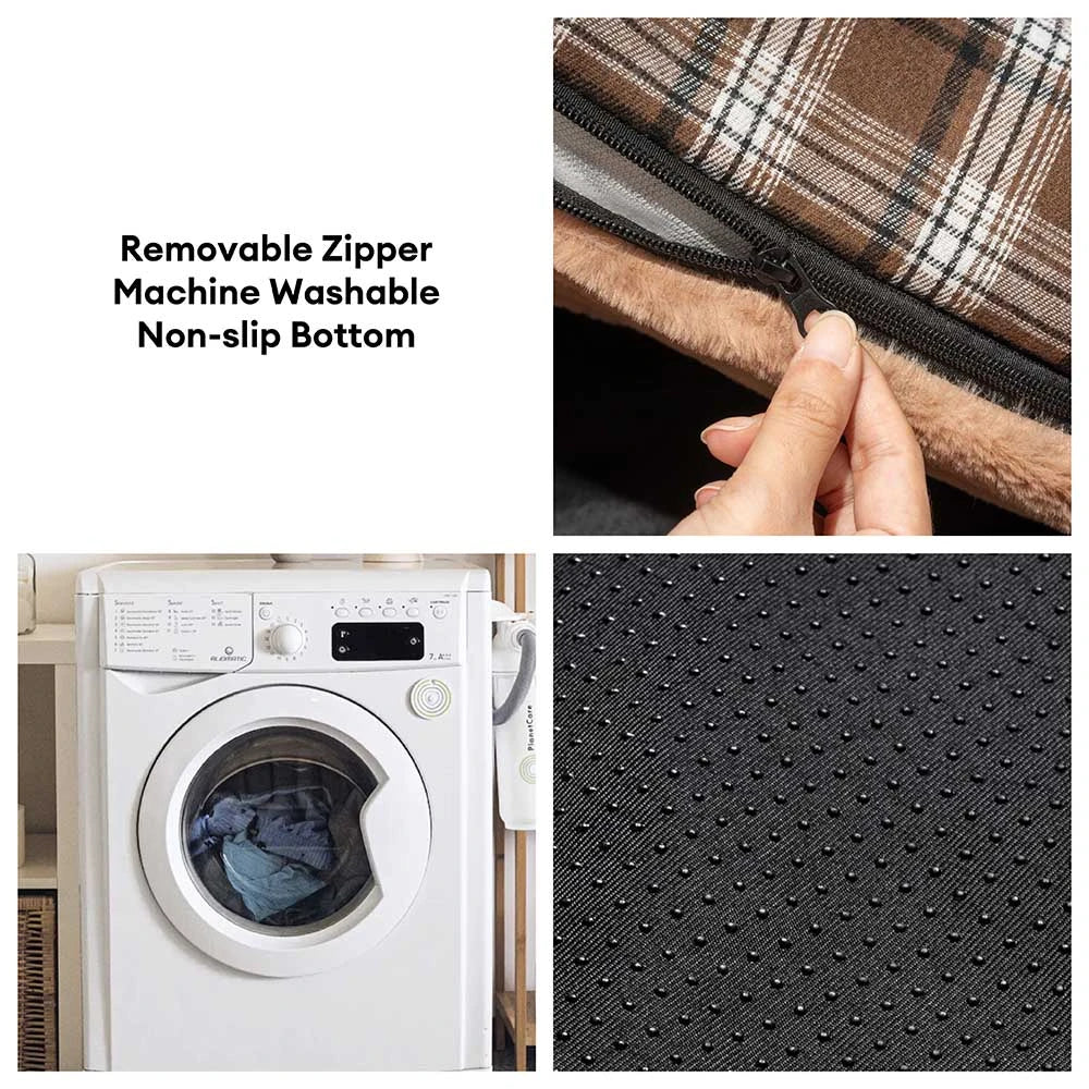 Vintage kariertes waschbares Plüsch-Hundebett – TuckNap