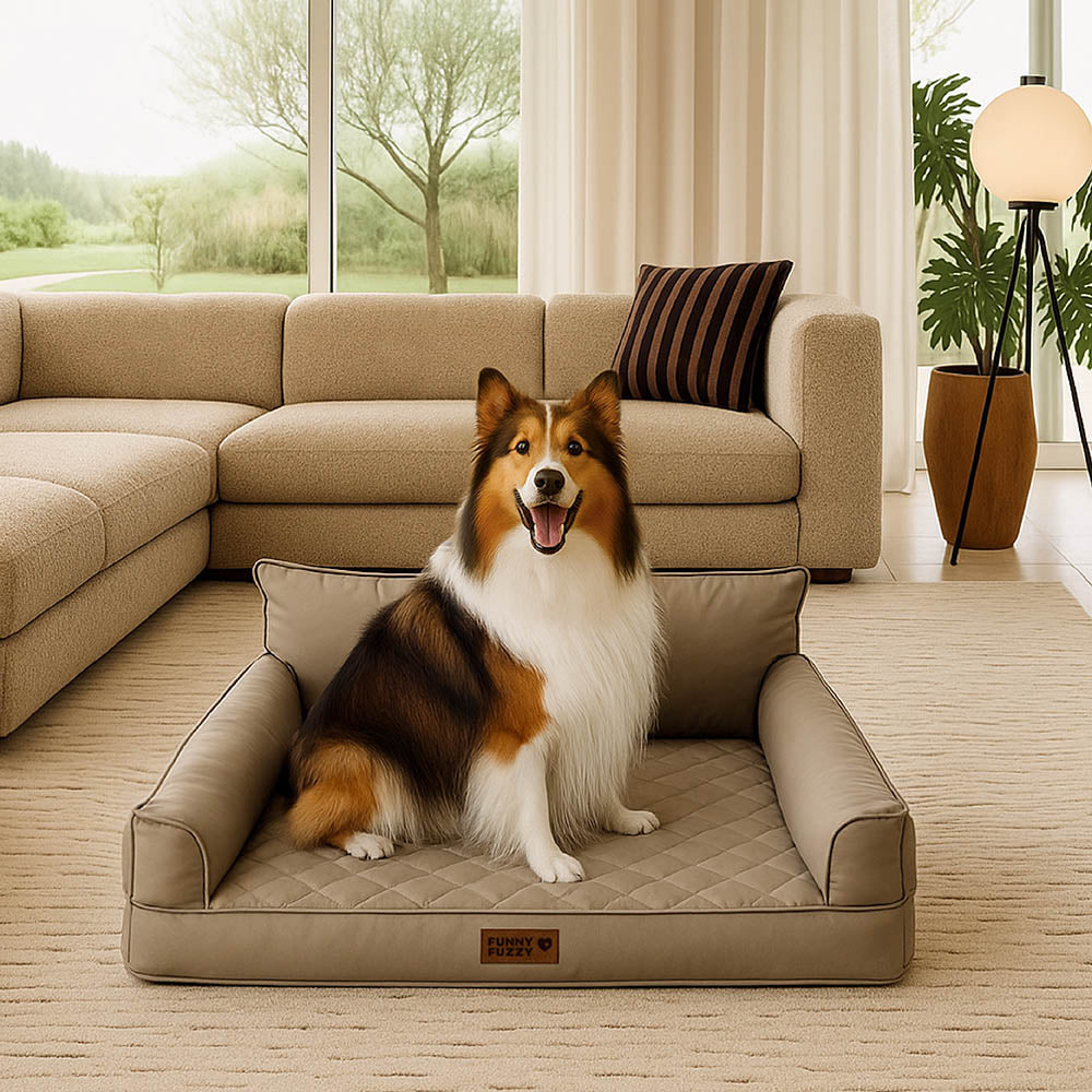 Luxe Kunstleder Faltbares Orthopädisches Großes Hundebett - Outdoor