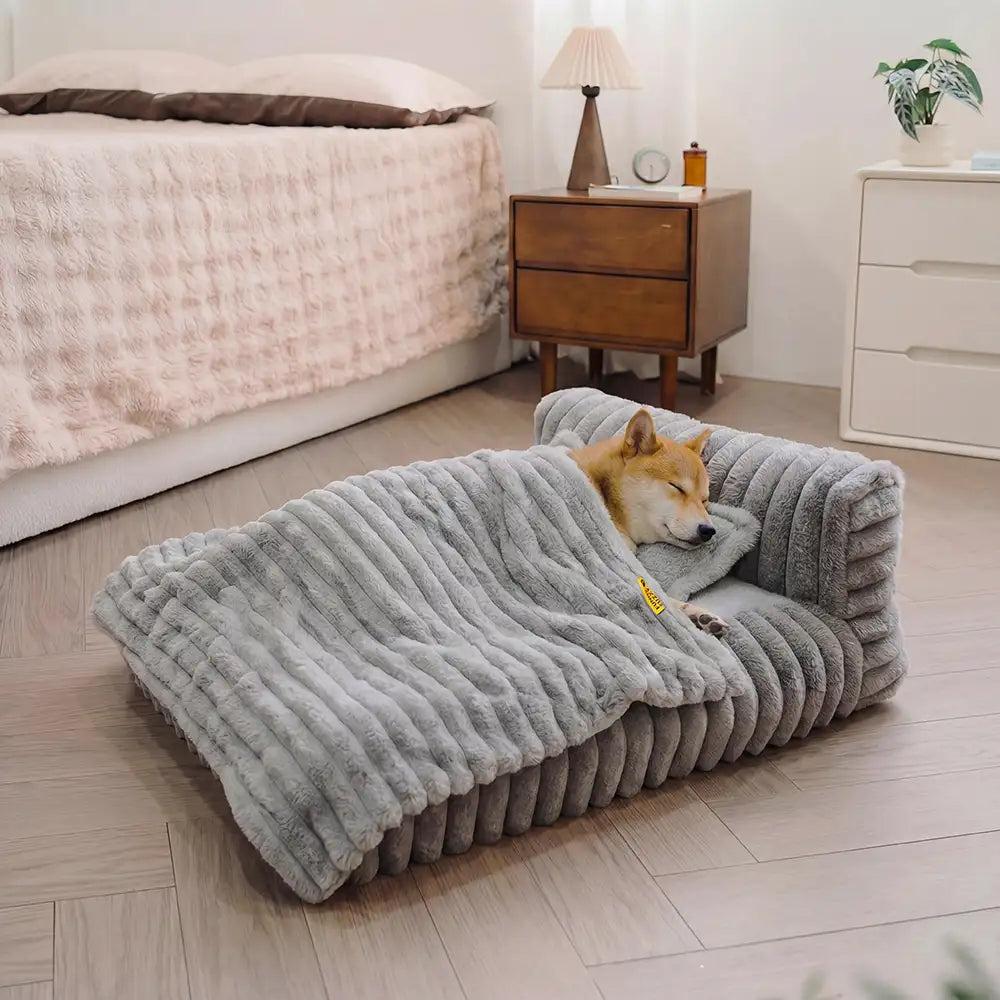 Mini-Plüsch-Hausstil Rückenstütze Orthopädisches Bett für kleine Hunde - TinyNest