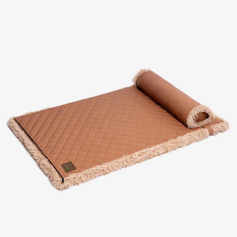 Orthopädische Hundematte, zweiseitig aus Kunstleder und Plüsch, mit herausnehmbarem Schaumstoff und Kissen