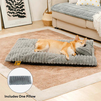 Plüschiges, flauschiges, dickes, beruhigendes Hundebett mit Kissen