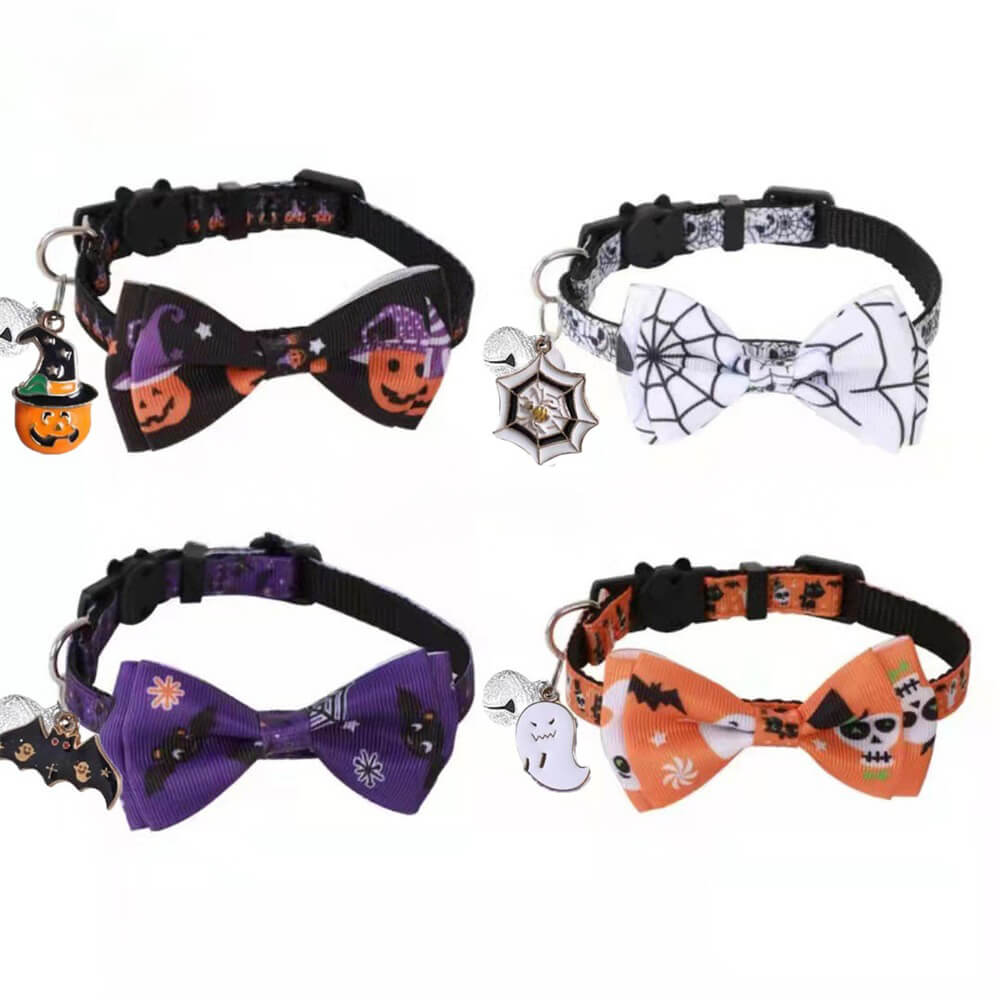 Halloween Haustierhalsband mit Schleife und Glöckchen