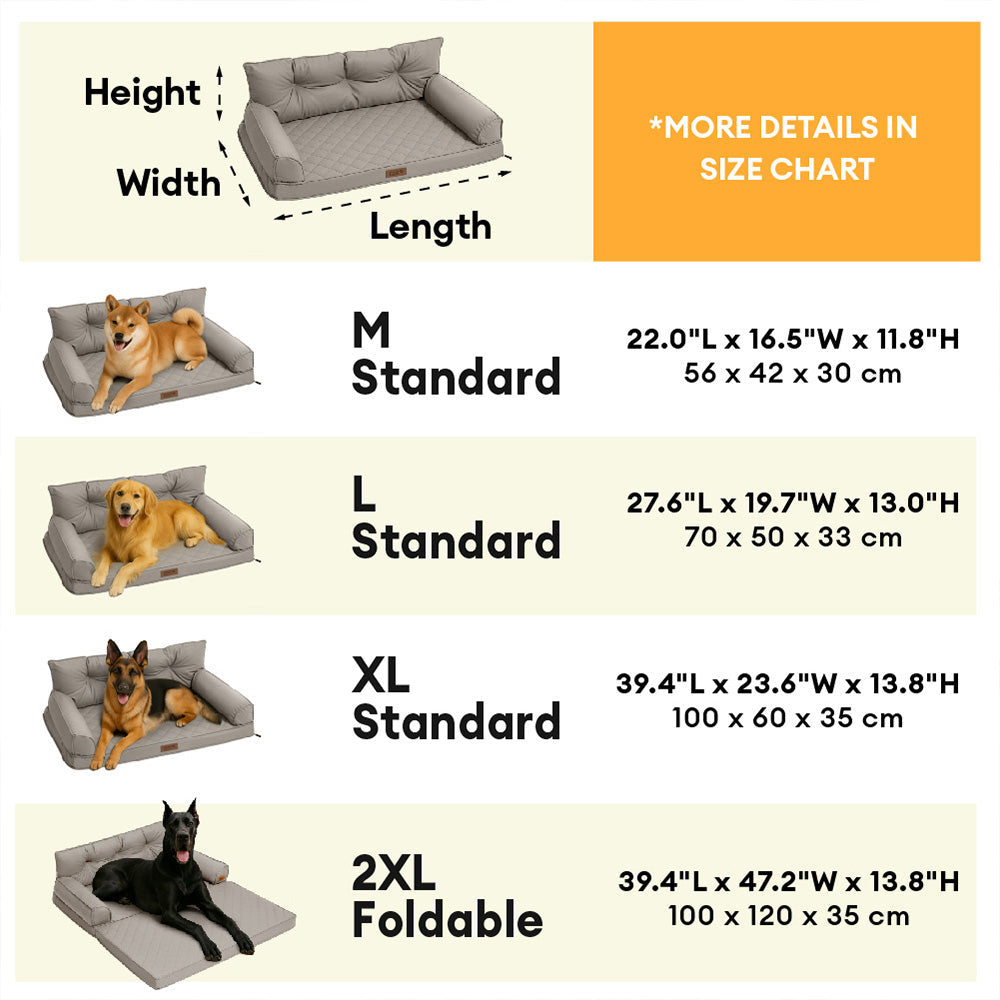 Luxe Kunstleder Faltbares Orthopädisches Großes Hundebett - Outdoor