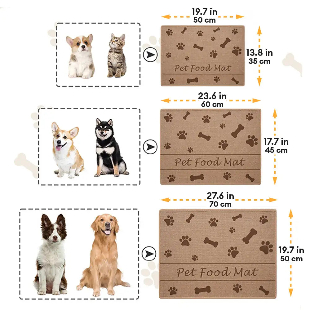 Pfoten- und Knochenmuster Rutschfeste, saugfähige Futtermatte für Hunde und Katzen