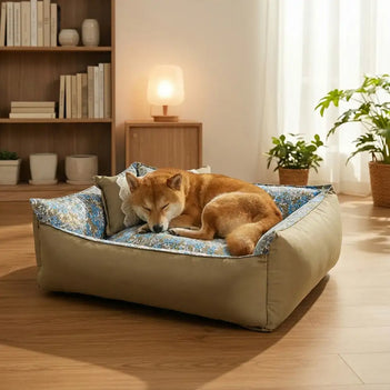 Blumenmuster Anti-Statik Waschbar Ganzjahres-Eckhundebett