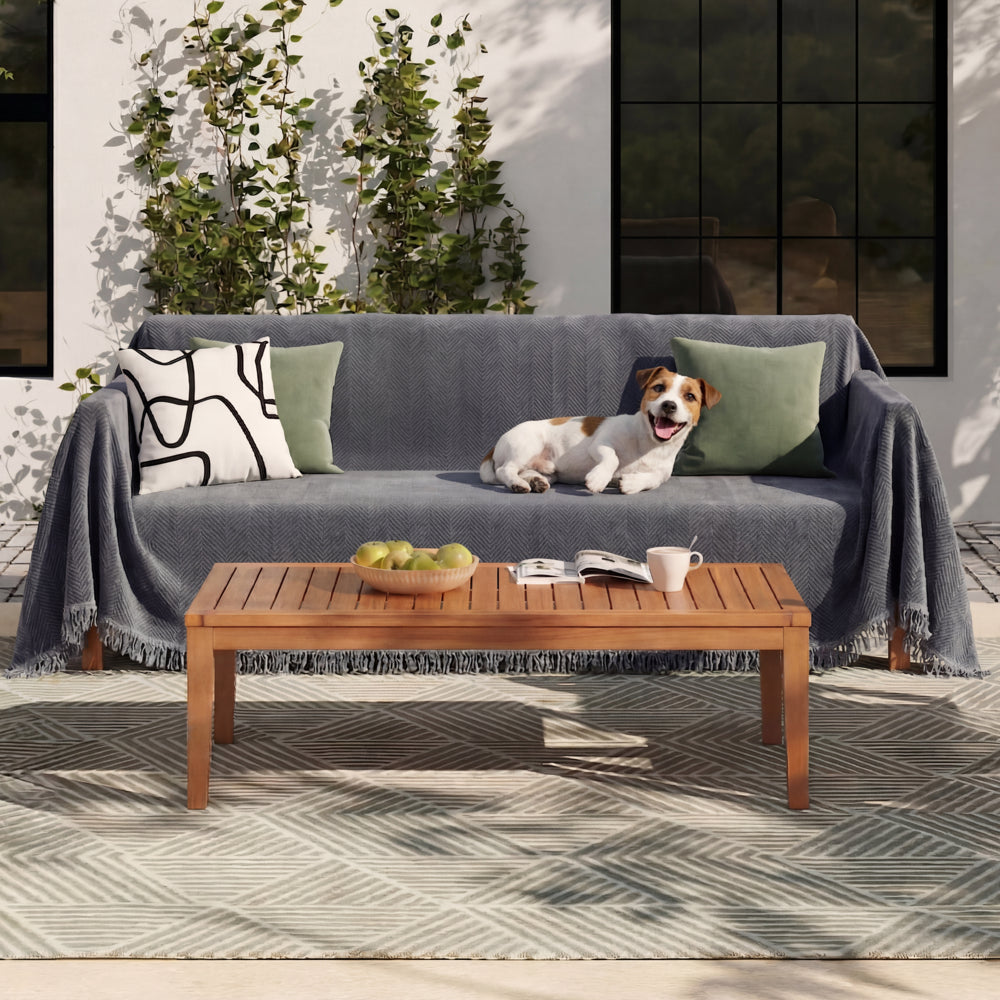 Quaste Outdoor Couchbezug Chenille-Decke mit Fischgrätenmuster