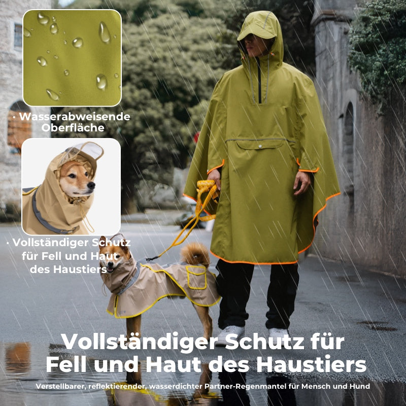 Verstellbarer Reflektierender Wasserdichter Regenmantel mit Tasche für Hunde und Menschen