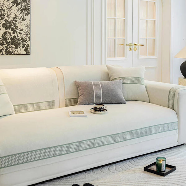 Kratzfester Sofabezug aus Chenille-Jacquard mit breitem Kantendesign