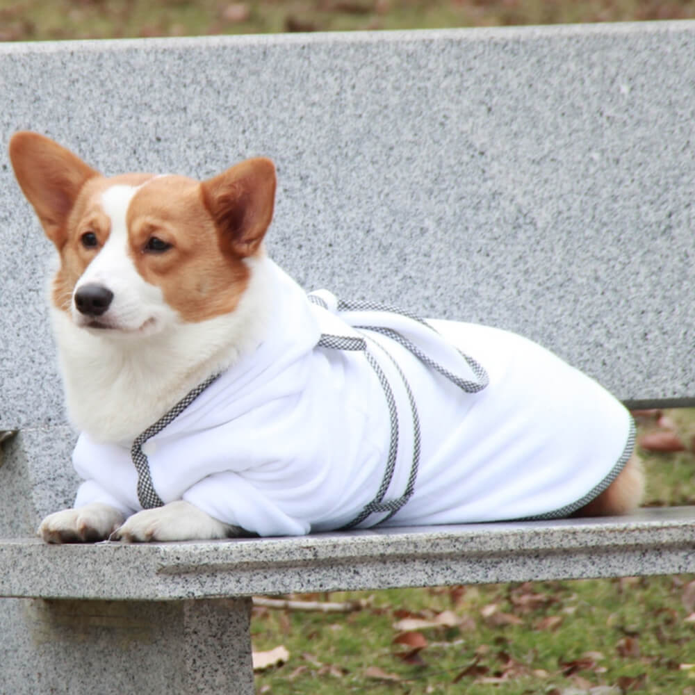 Schnelltrocknender, saugfähiger Bademantel-Pyjama mit Kapuze für Hunde aus Mikrofaser