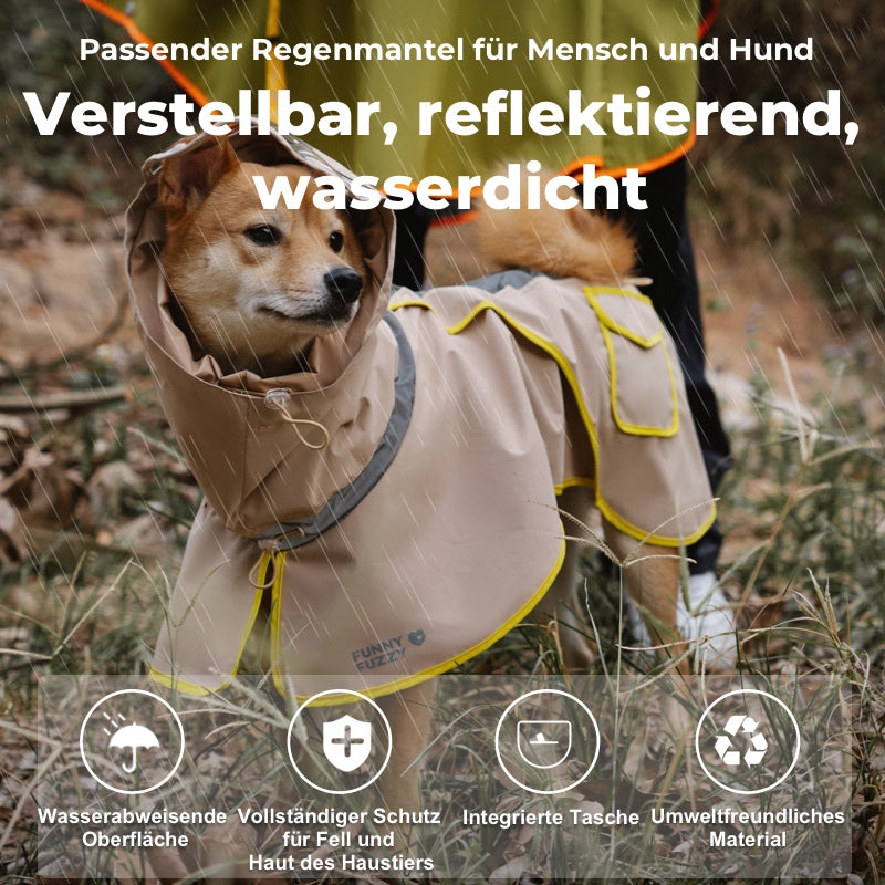 Verstellbarer Reflektierender Wasserdichter Regenmantel mit Tasche für Hunde und Menschen