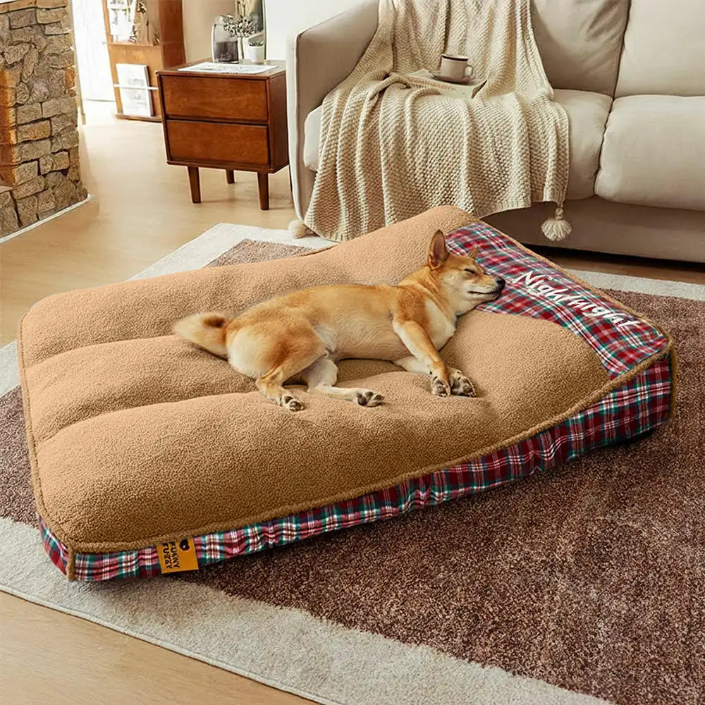 Extra Großes Waschbares Flauschiges Orthopädisches Hundebett aus Teddyfell in Rechteckform – Nightnight