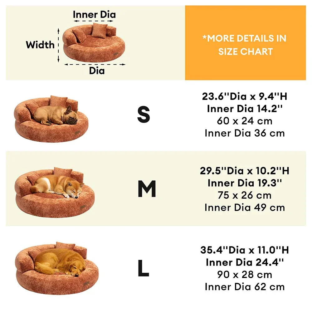 Orthopädisches Donut-Hundebett aus Diamond Velvet mit abnehmbarem Kissen – DreamNest