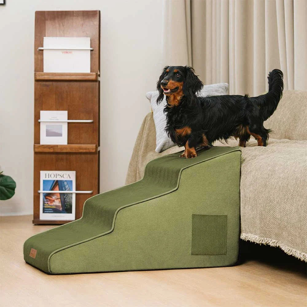Chenille Extra Breite Rutschfeste Abnehmbare Schwamm Haustiertreppen - Haustierfreundliches Schlafzimmer