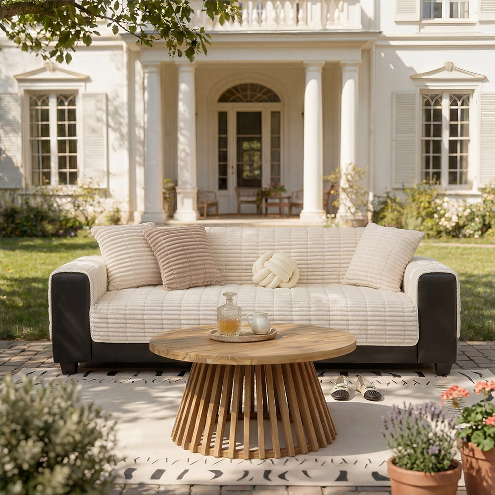 Einsitzer Bequemer Fleece Outdoor Sofa Schutzhülle Rutschfeste Couchbezug