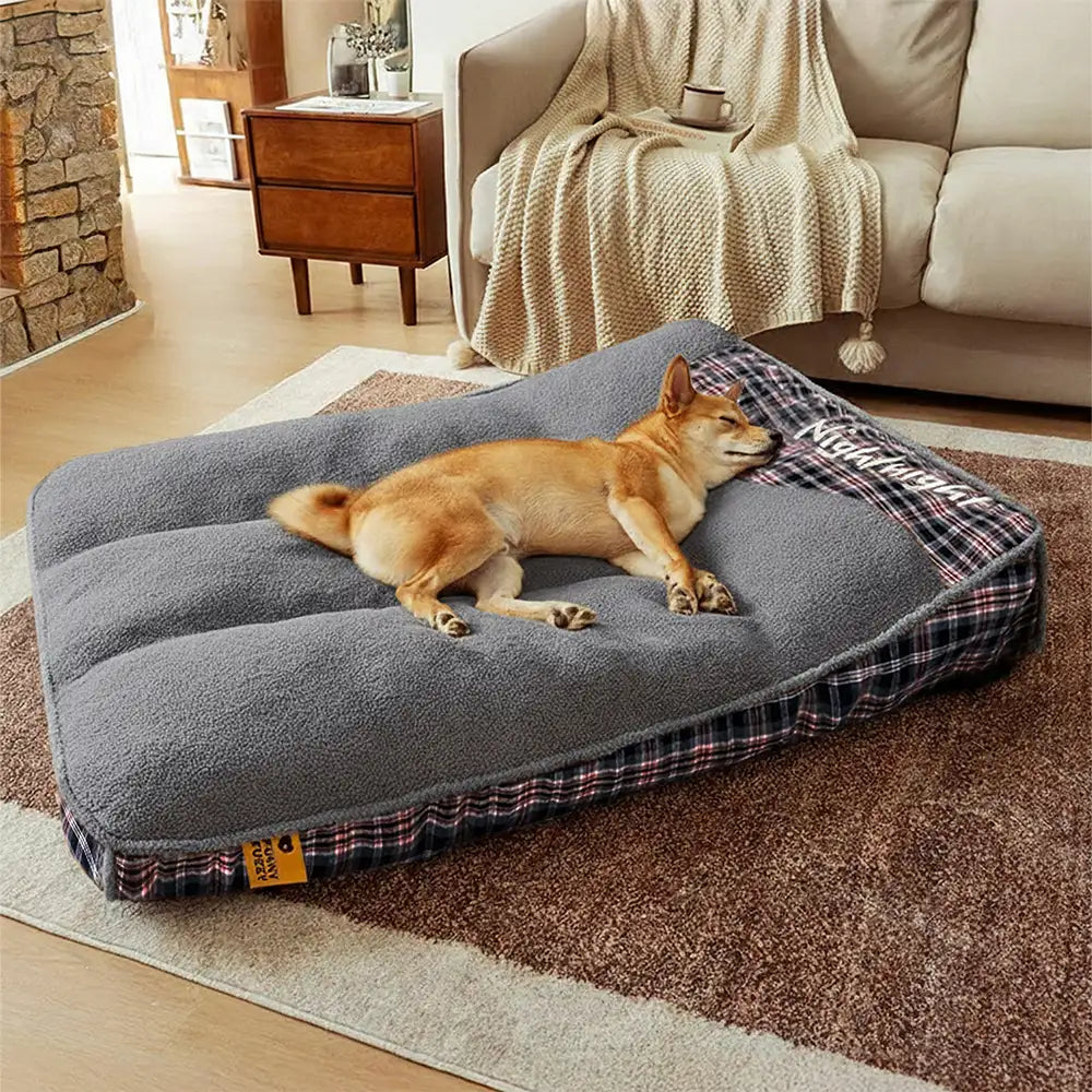 Extra Großes Waschbares Flauschiges Orthopädisches Hundebett aus Teddyfell in Rechteckform – Nightnight