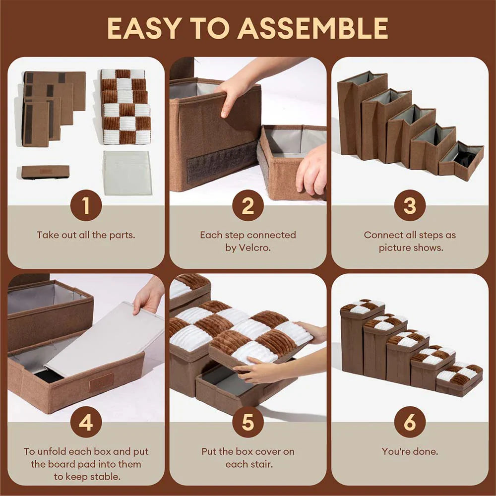Abnehmbare Schachbrett-Plüsch-Handgefertigte Hundetreppe mit Stauraum - Klappbare Stufen