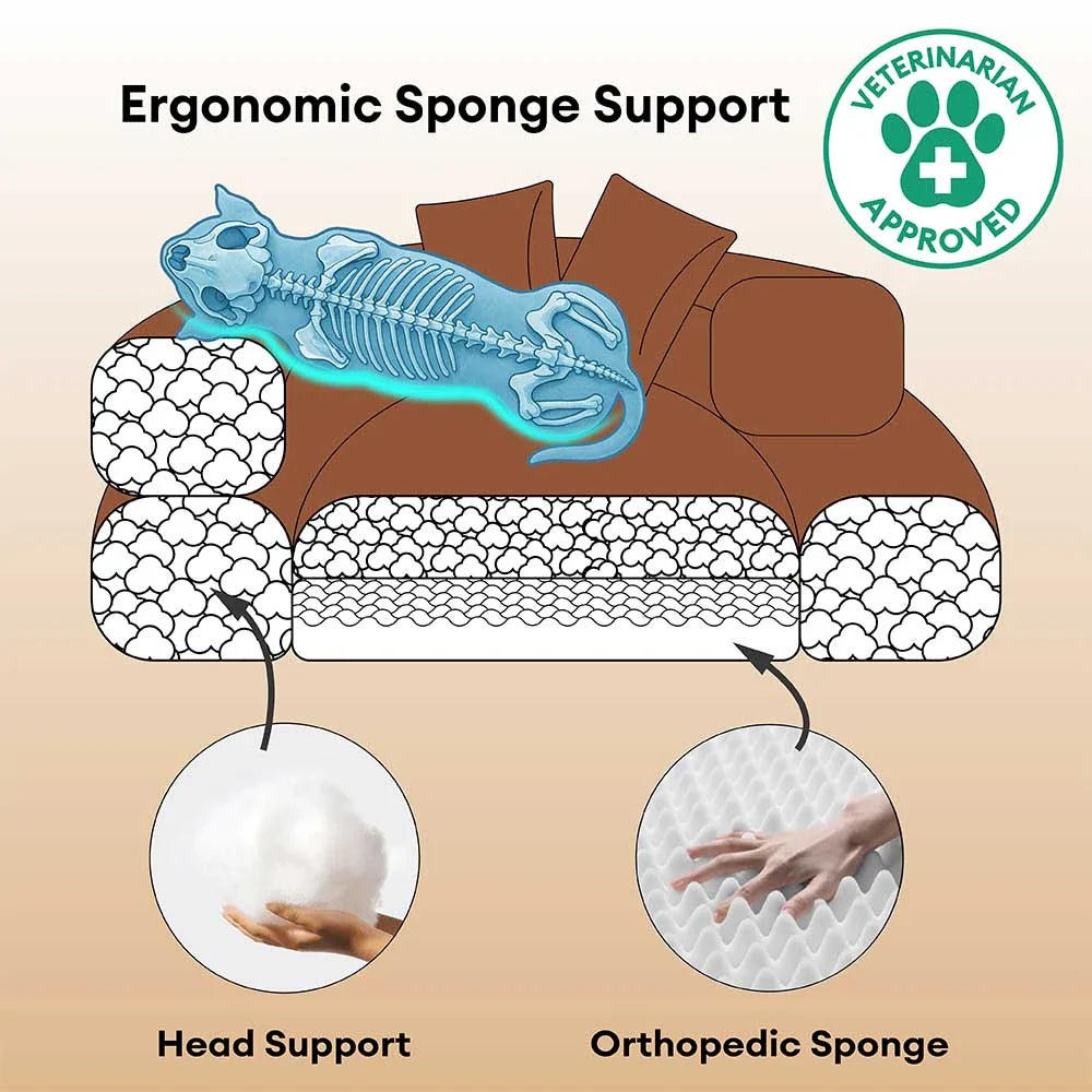 Orthopädisches Donut-Hundebett aus Diamond Velvet mit abnehmbarem Kissen – DreamNest