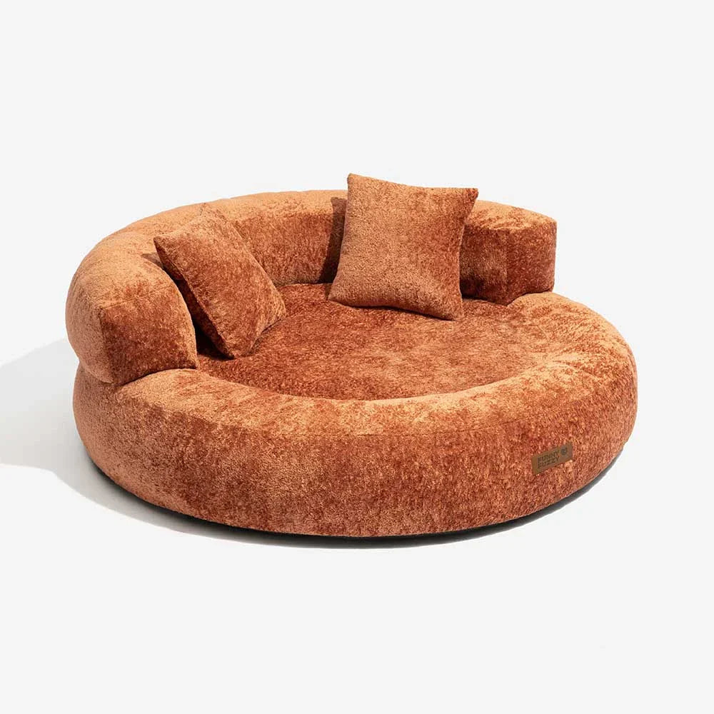 Luxe Diamond Velvet Abnehmbares Orthopädisches Donut-Hundebett mit Kissen - DreamNest