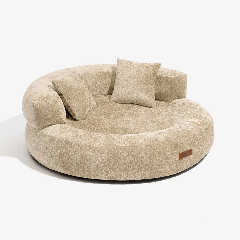 Luxe Diamond Velvet Abnehmbares Orthopädisches Donut-Hundebett mit Kissen - DreamNest