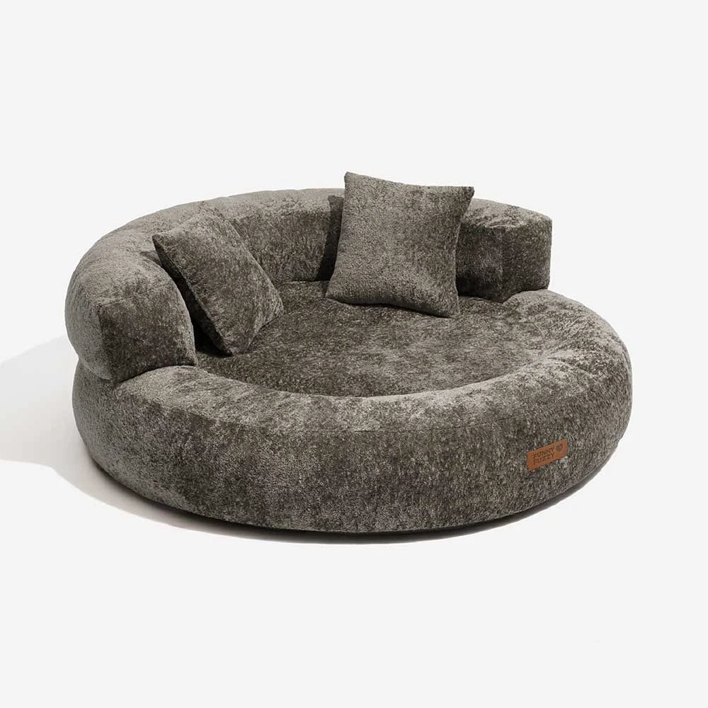 Luxe Diamond Velvet Abnehmbares Orthopädisches Donut-Hundebett mit Kissen - DreamNest