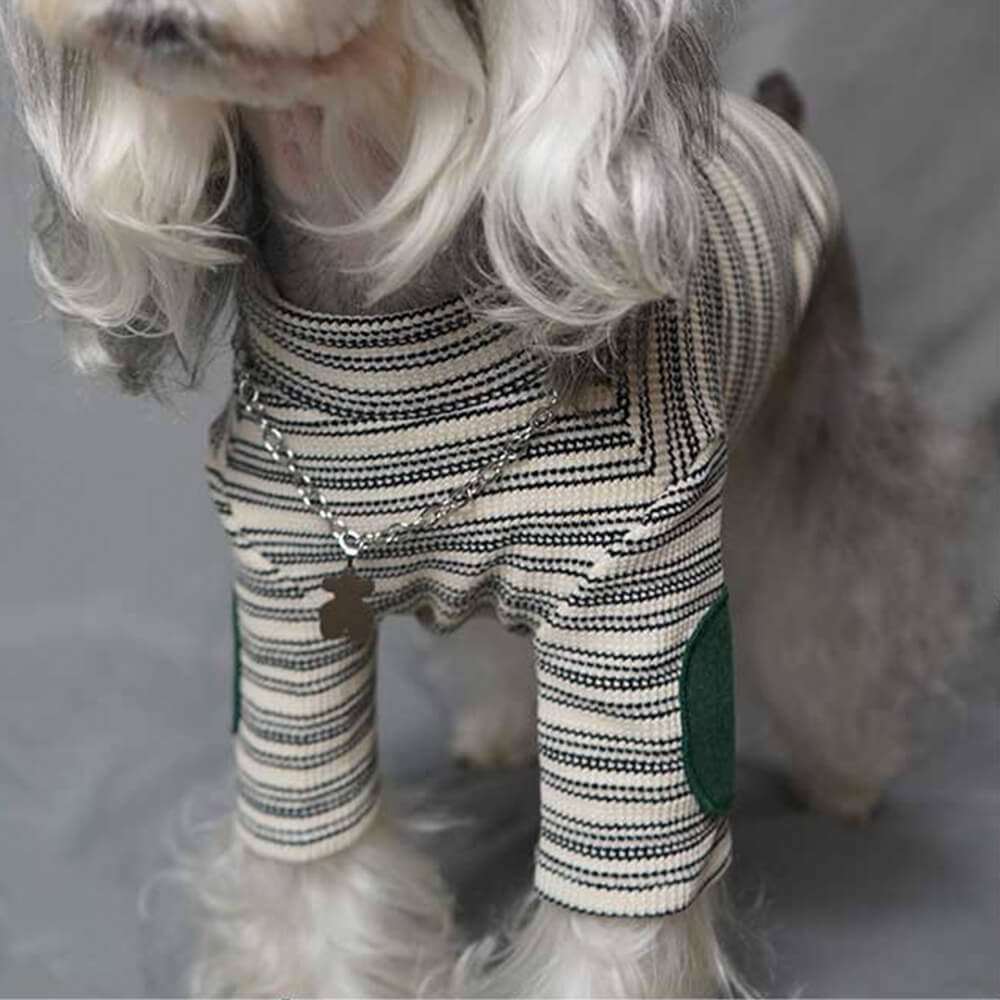 Schicker Dehnbarer Warmer Strickpullover für Hunde mit Vintage-Streifen