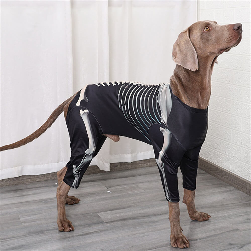 Elastisches Skelett-Halloweenkostüm für Große Hunde