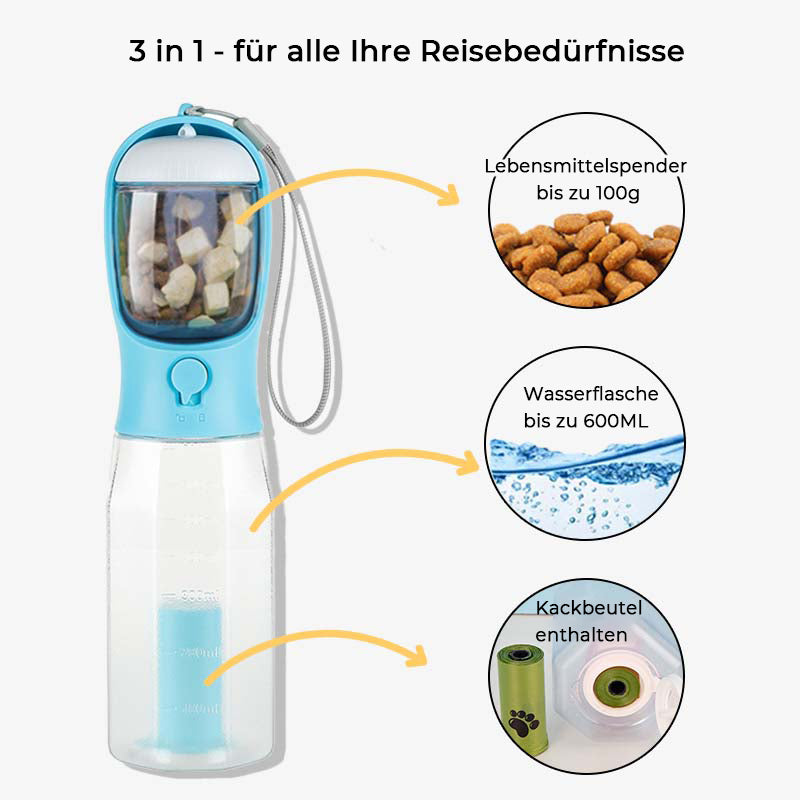 3-in-1-Multifunktionen-Wasserflasche für den Hundespaziergang