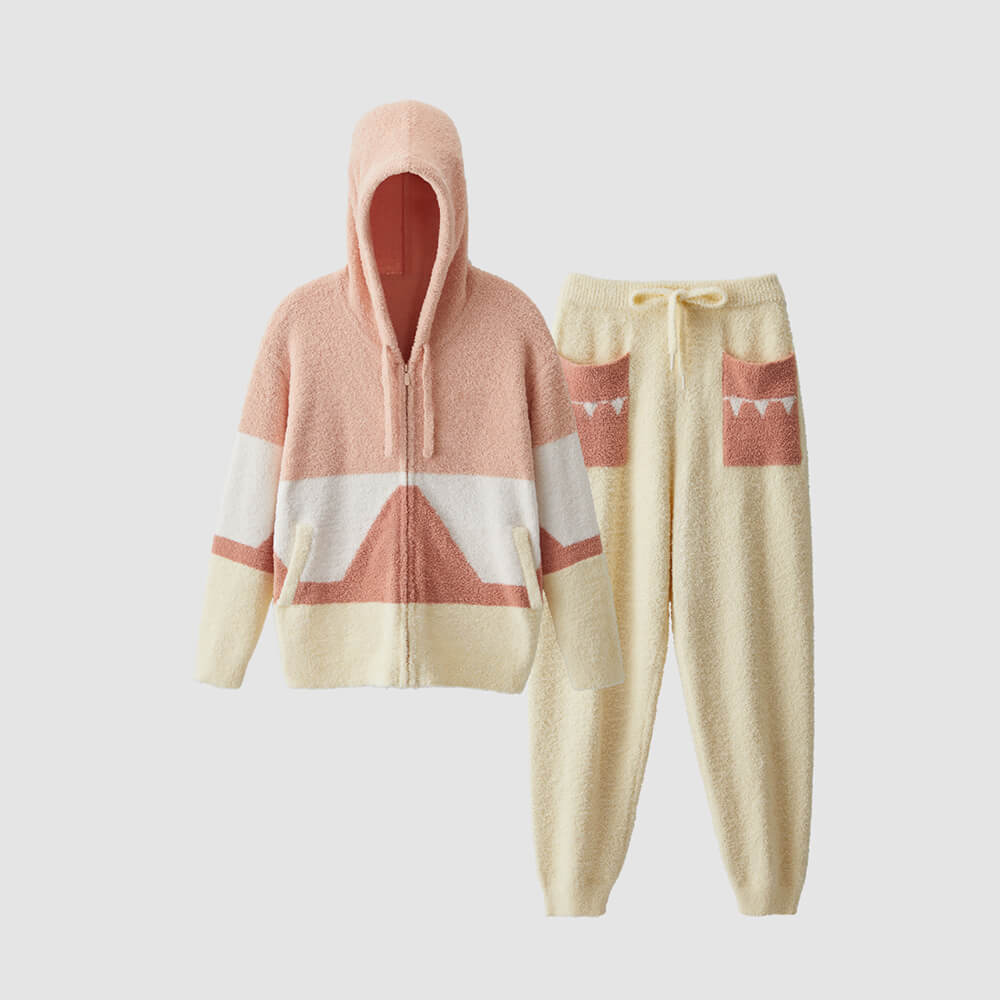 Von Mondrian Inspiriertes Ultraweiches Pyjama-Set aus Strick mit Kapuze für Haustiere und Herrchen