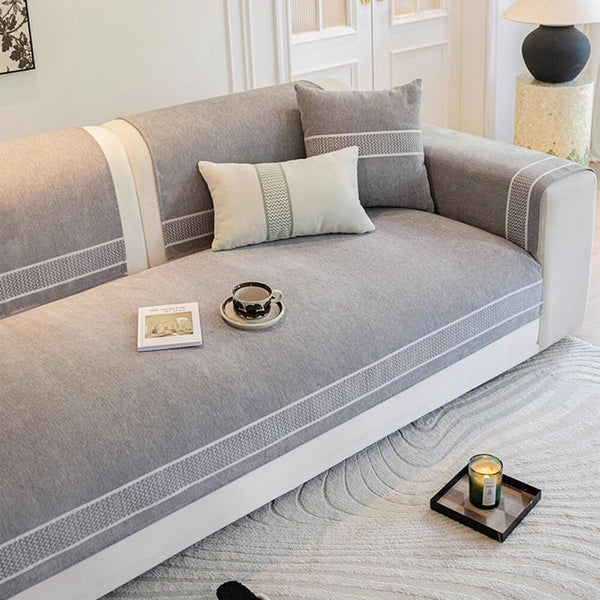 Kratzfester Sofabezug aus Chenille-Jacquard mit breitem Kantendesign