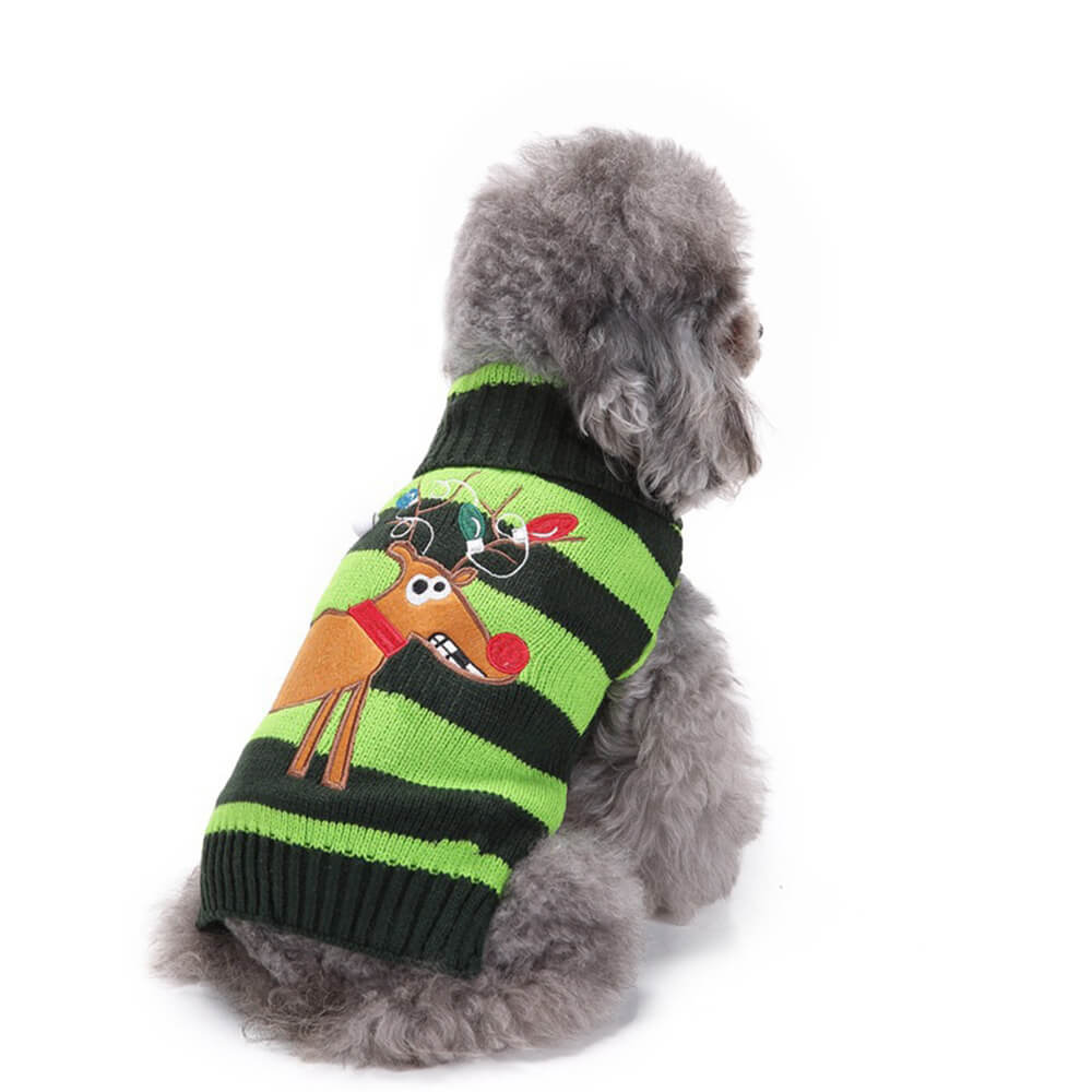 Warmer Rollkragenpullover mit Weihnachts-Rentier-Motiv für Hunde