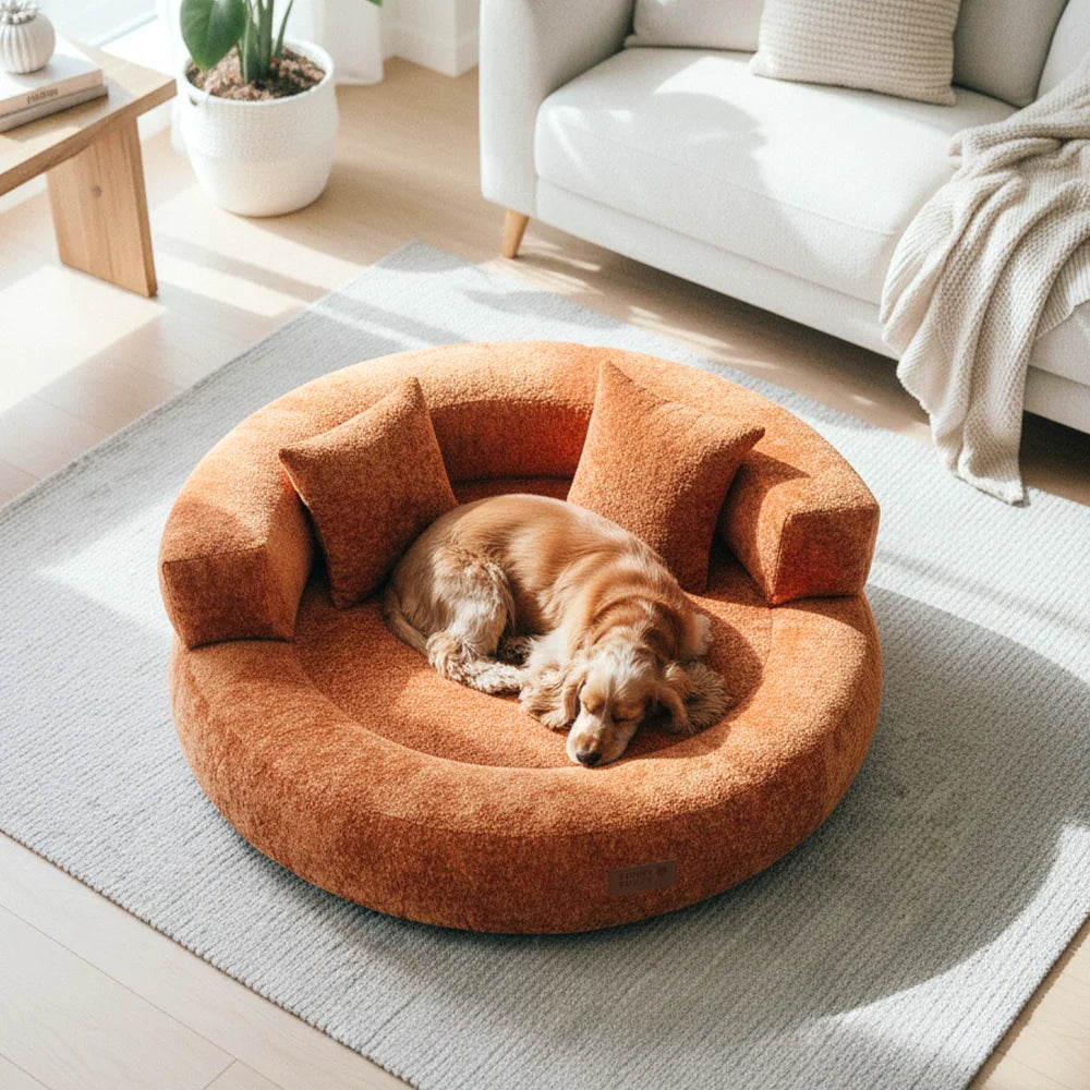Orthopädisches Donut-Hundebett aus Diamond Velvet mit abnehmbarem Kissen – DreamNest