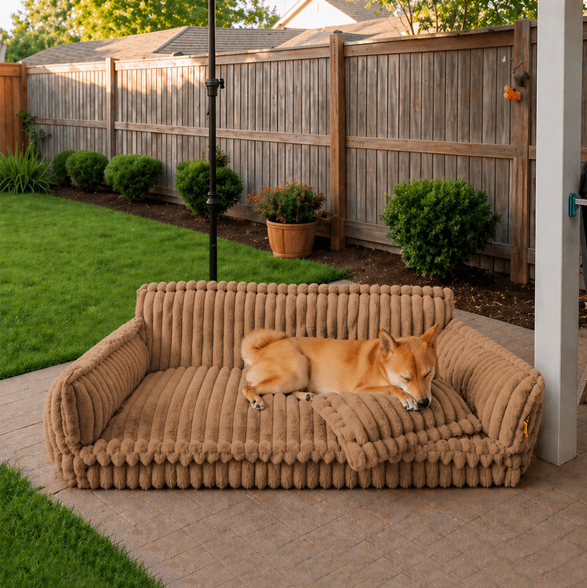 Großes waschbares flauschiges orthopädisches weiches Hundekissen für draußen - Snoozy Dream Hundesofa