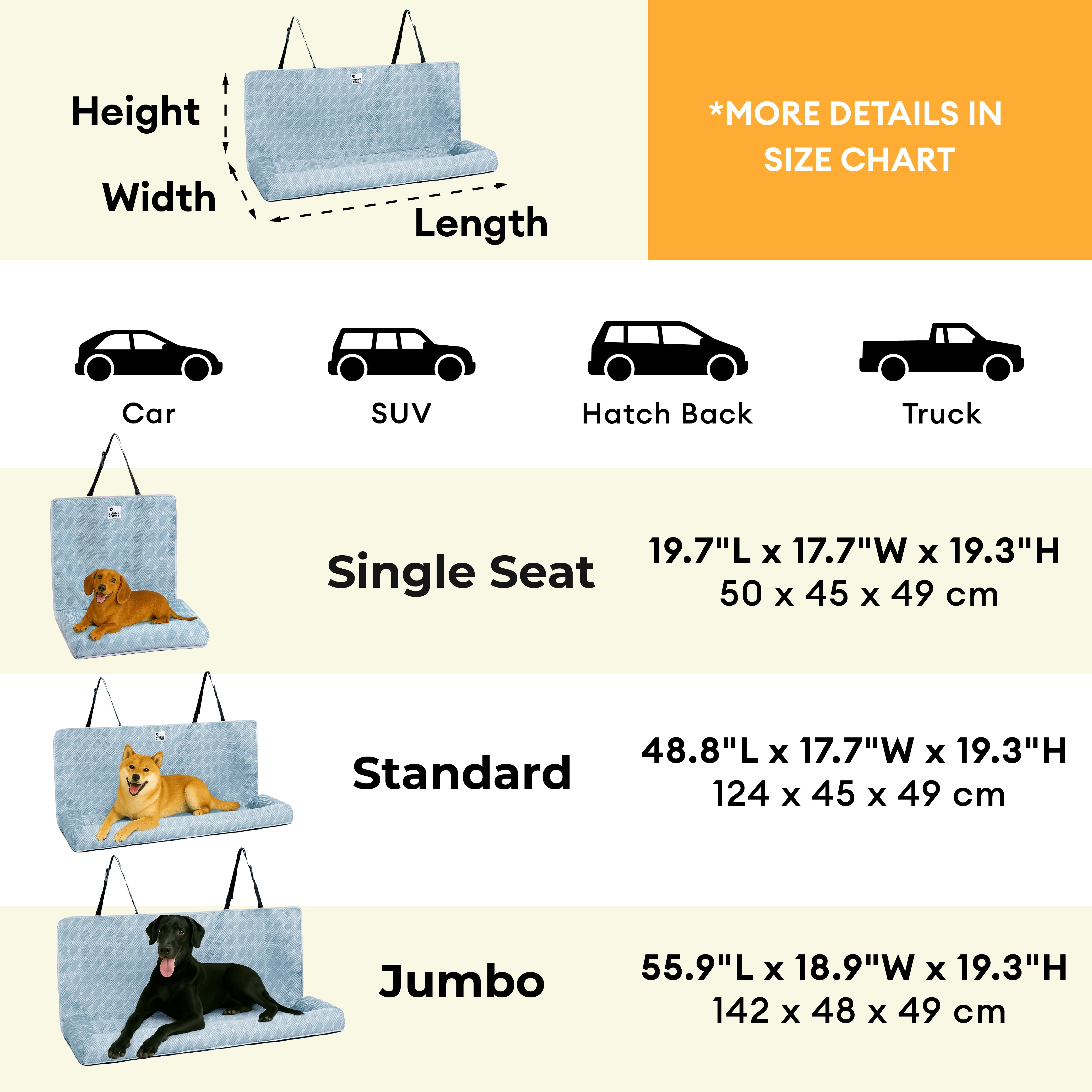Kühlende Reiseunterlage Sicherheitsrückenlehne großes Hundecar-Seat-Bett - Roadtrip