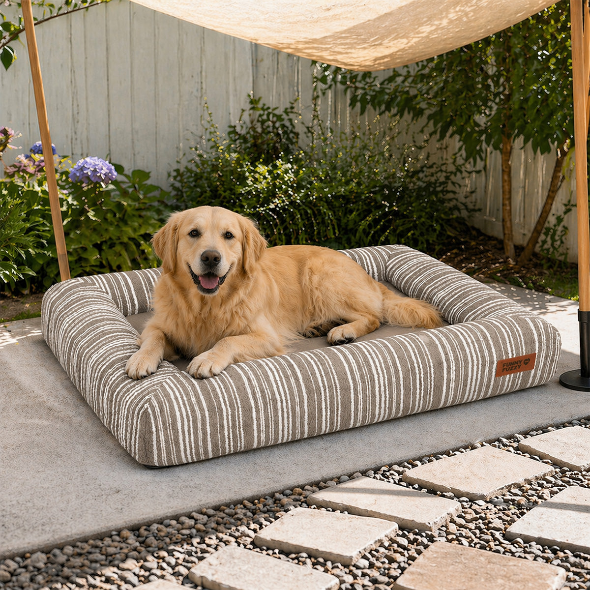 Outdoor Orthopädisches ganzjahres Memory Foam Eckhundebett - Funnyfuzzy SnugNest
