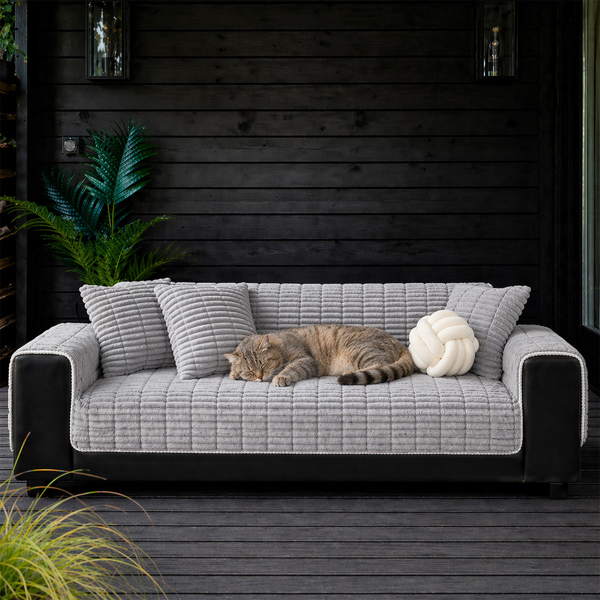 Einsitzer Bequemer Fleece Outdoor Sofa Schutzhülle Rutschfeste Couchbezug